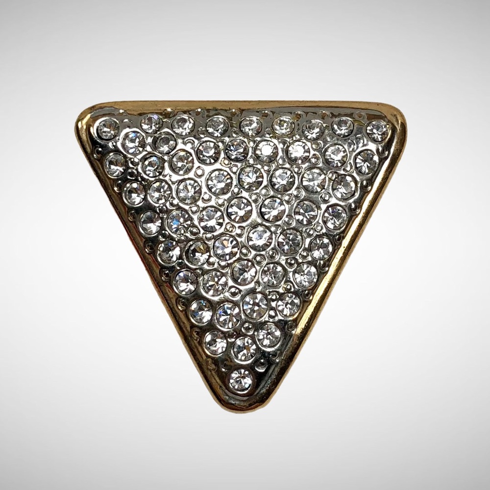 VTG Fashion Triangular Rhinestone Slide Pendant Gold Tone